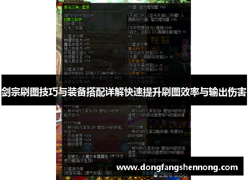剑宗刷图技巧与装备搭配详解快速提升刷图效率与输出伤害